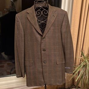 Hickey Freeman Classic Brown Check Blazer